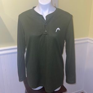 Head Sportswear boys Dark Green Henley Shirt. Size x-large.